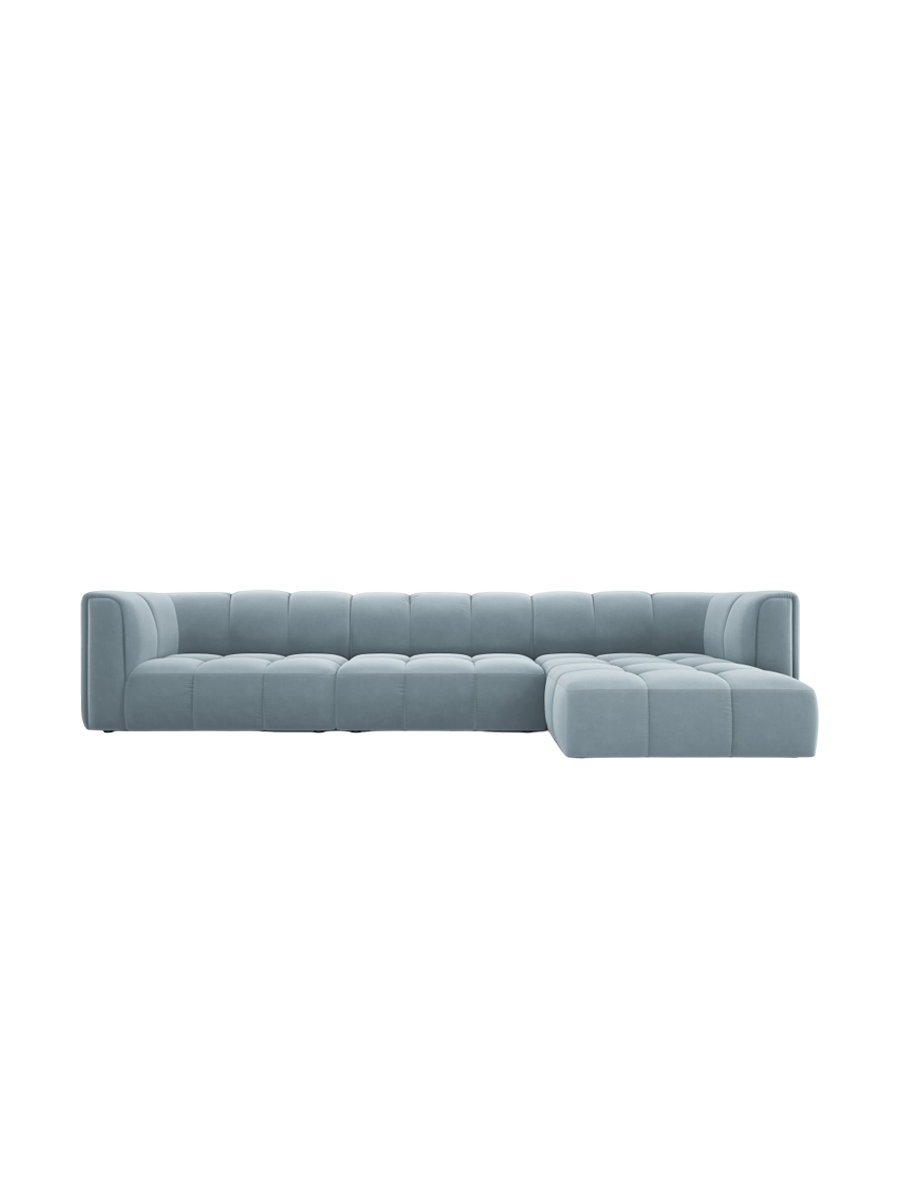 
5-Sitzer Design Ecksofa "Adams" - Samt Hellblau / Eckteil rechts