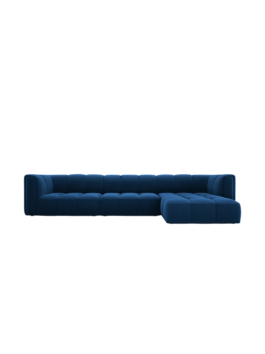 
5-Sitzer Design Ecksofa "Adams" - Samt Königsblau / Eckteil rechts