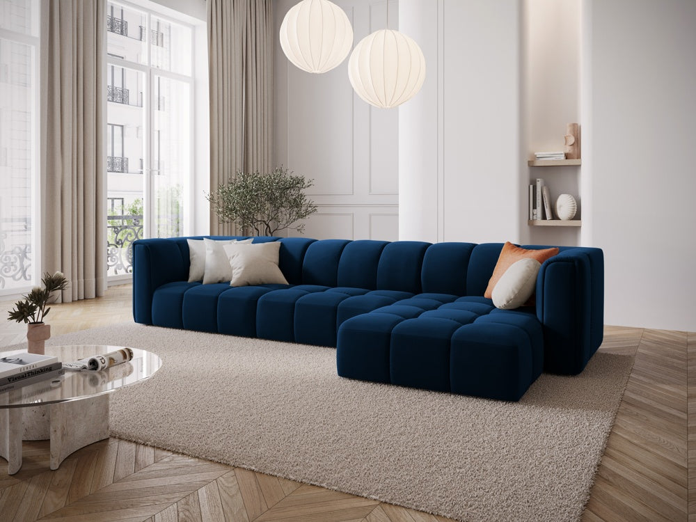 
5-Sitzer Design Ecksofa "Adams" - Samt Königsblau / Eckteil rechts