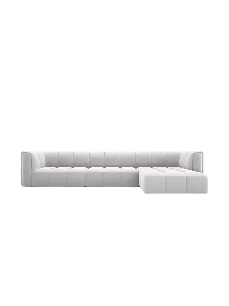 
5-Sitzer Design Ecksofa "Adams" - Samt Silver / Eckteil rechts