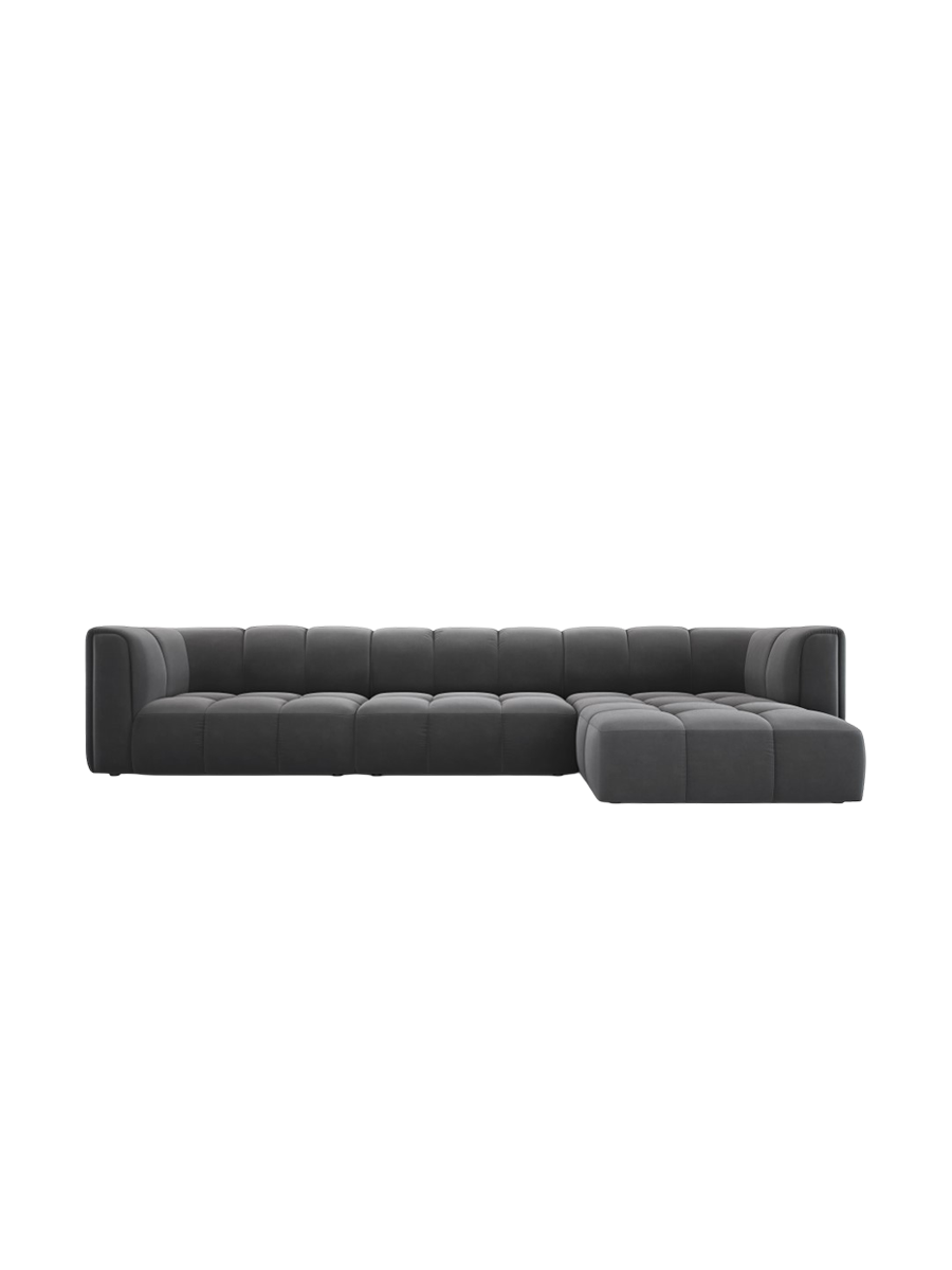
5-Sitzer Design Ecksofa "Adams" - Samt Grau / Eckteil rechts