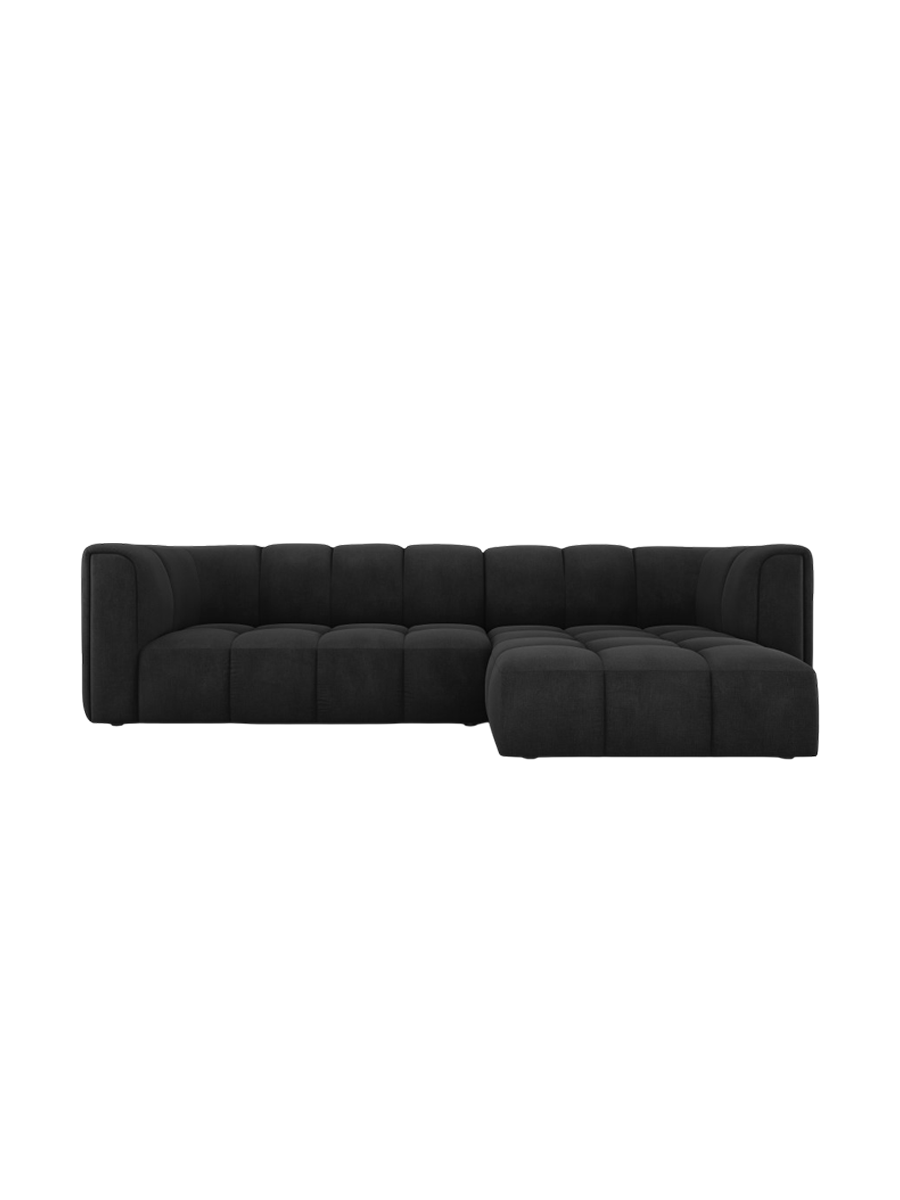 
3-Sitzer Design Ecksofa "Adams" - Chenille Schwarz / Eckteil rechts