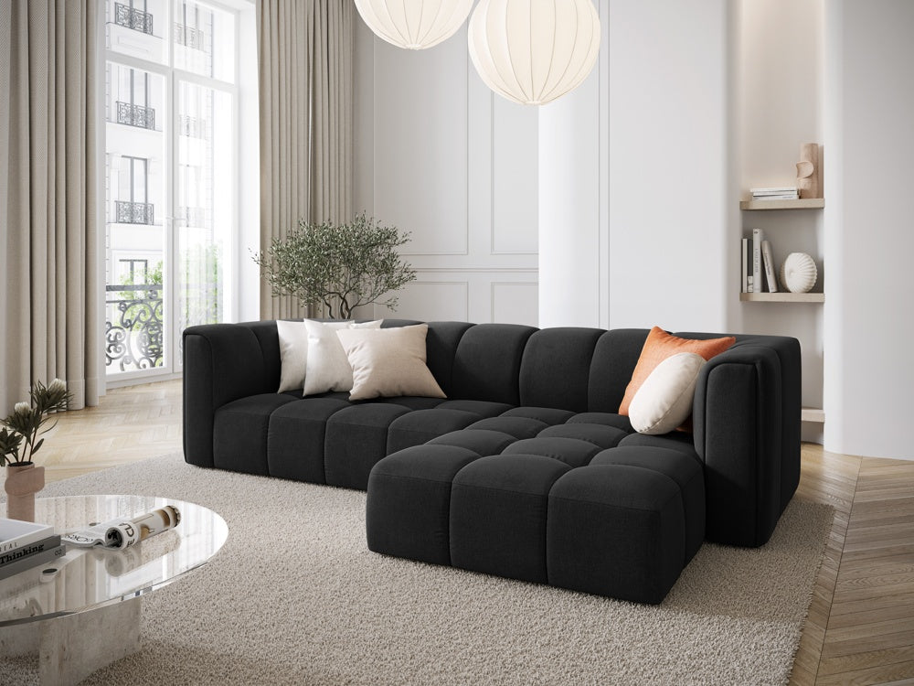 
3-Sitzer Design Ecksofa "Adams" - Chenille Schwarz / Eckteil rechts