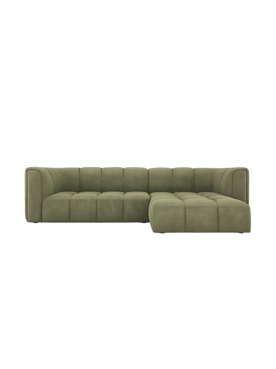 
3-Sitzer Design Ecksofa "Adams" - Chenille Olivgrün / Eckteil rechts