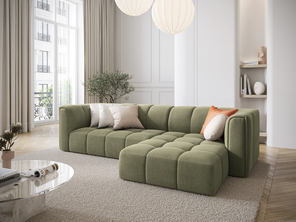 
3-Sitzer Design Ecksofa "Adams" - Chenille Olivgrün / Eckteil rechts