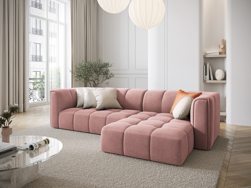 
3-Sitzer Design Ecksofa "Adams" - Chenille Rosa / Eckteil rechts