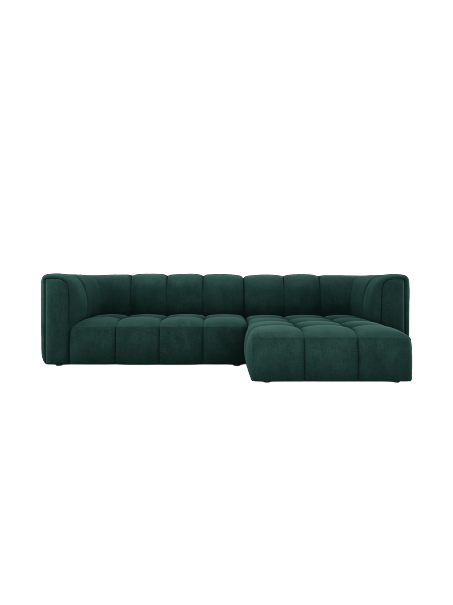 
3-Sitzer Design Ecksofa "Adams" - Chenille Flaschengrün / Eckteil rechts