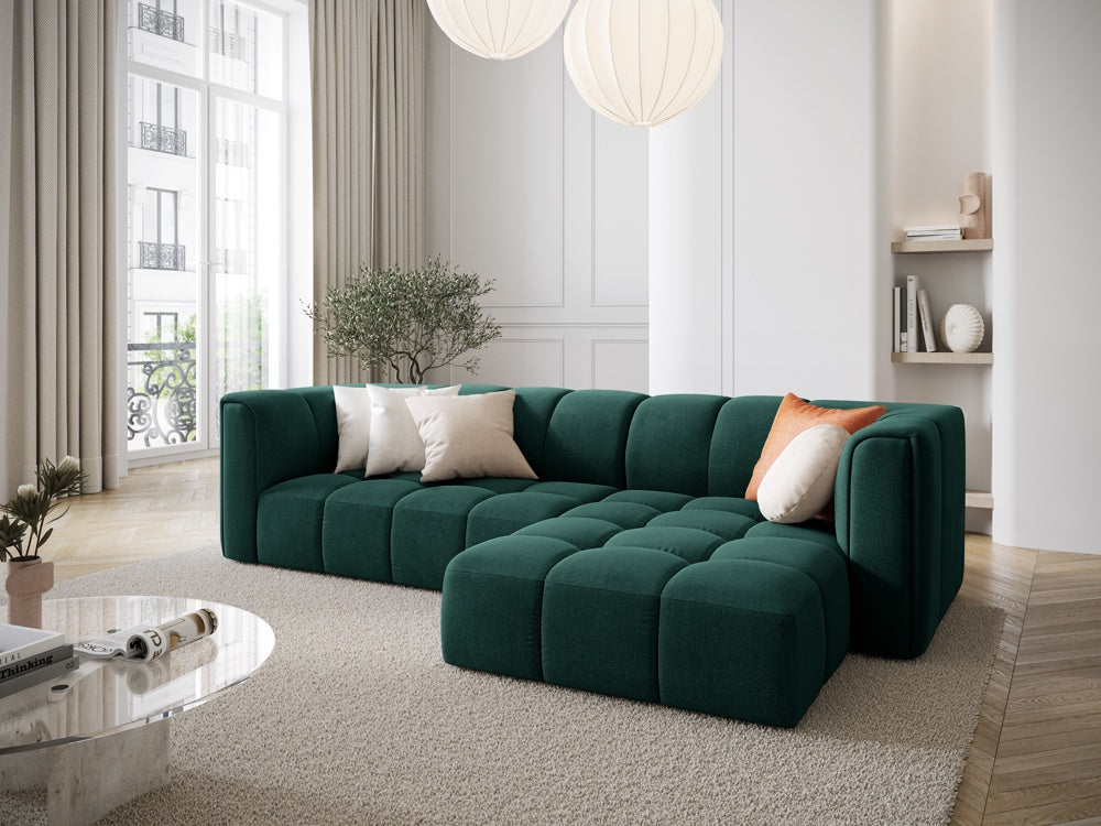
3-Sitzer Design Ecksofa "Adams" - Chenille Flaschengrün / Eckteil rechts