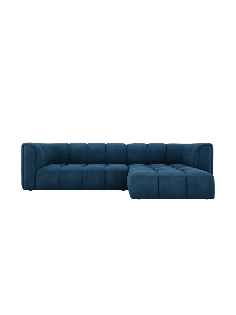 
3-Sitzer Design Ecksofa "Adams" - Chenille Königsblau / Eckteil rechts