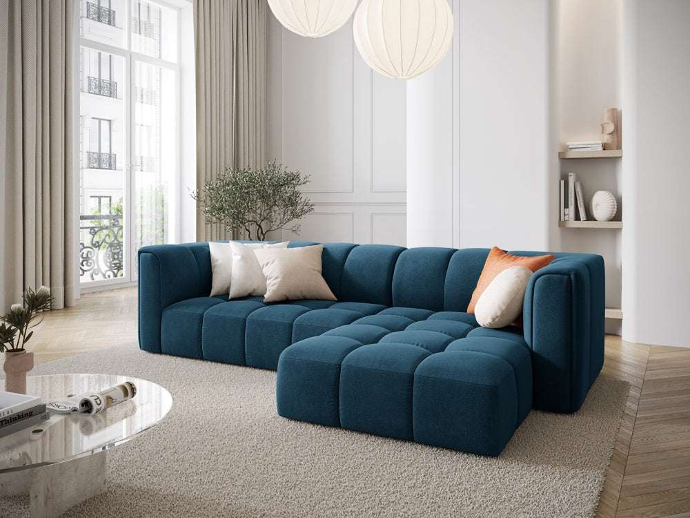 
3-Sitzer Design Ecksofa "Adams" - Chenille Königsblau / Eckteil rechts