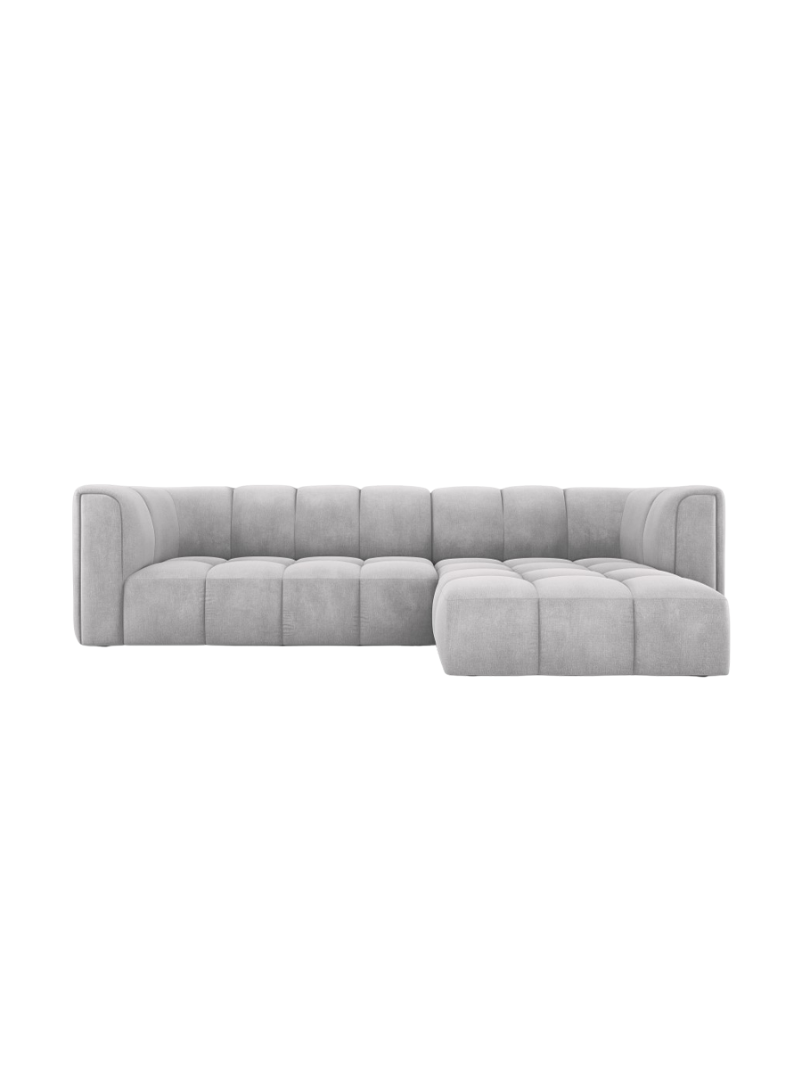 
3-Sitzer Design Ecksofa "Adams" - Chenille Hellgrau / Eckteil rechts