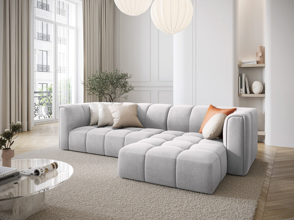 
3-Sitzer Design Ecksofa "Adams" - Chenille Hellgrau / Eckteil rechts