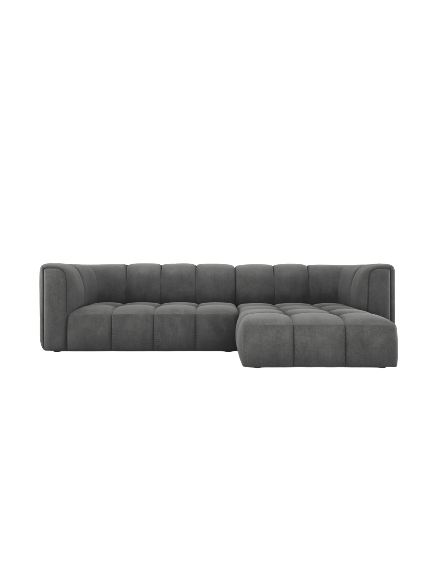 
3-Sitzer Design Ecksofa "Adams" - Chenille Dunkelgrau / Eckteil rechts