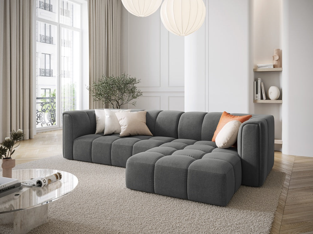
3-Sitzer Design Ecksofa "Adams" - Chenille Dunkelgrau / Eckteil rechts