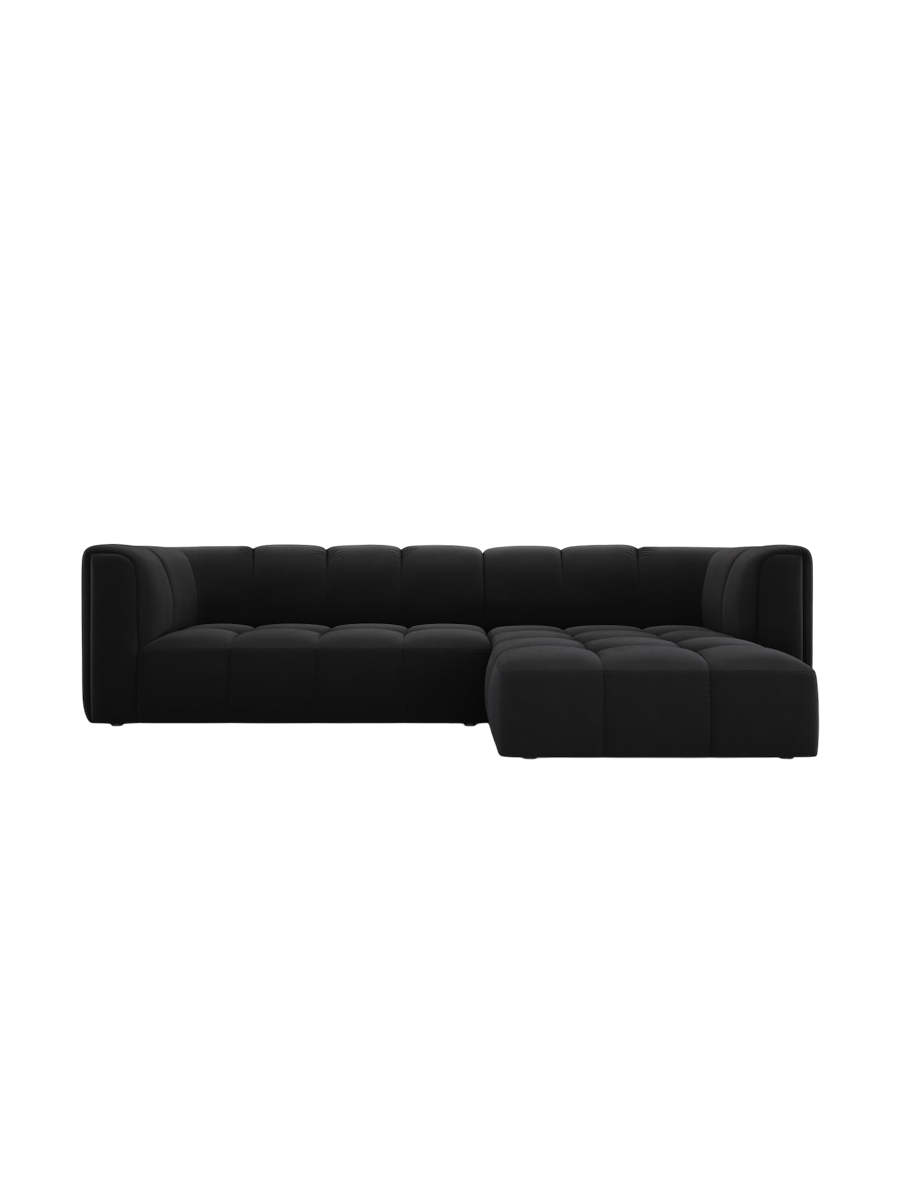 
3-Sitzer Design Ecksofa "Adams" - Samt Schwarz / Eckteil rechts