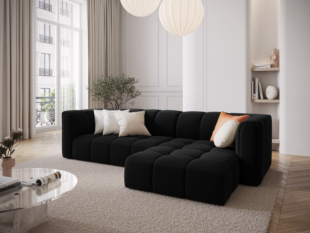 
3-Sitzer Design Ecksofa "Adams" - Samt Schwarz / Eckteil rechts