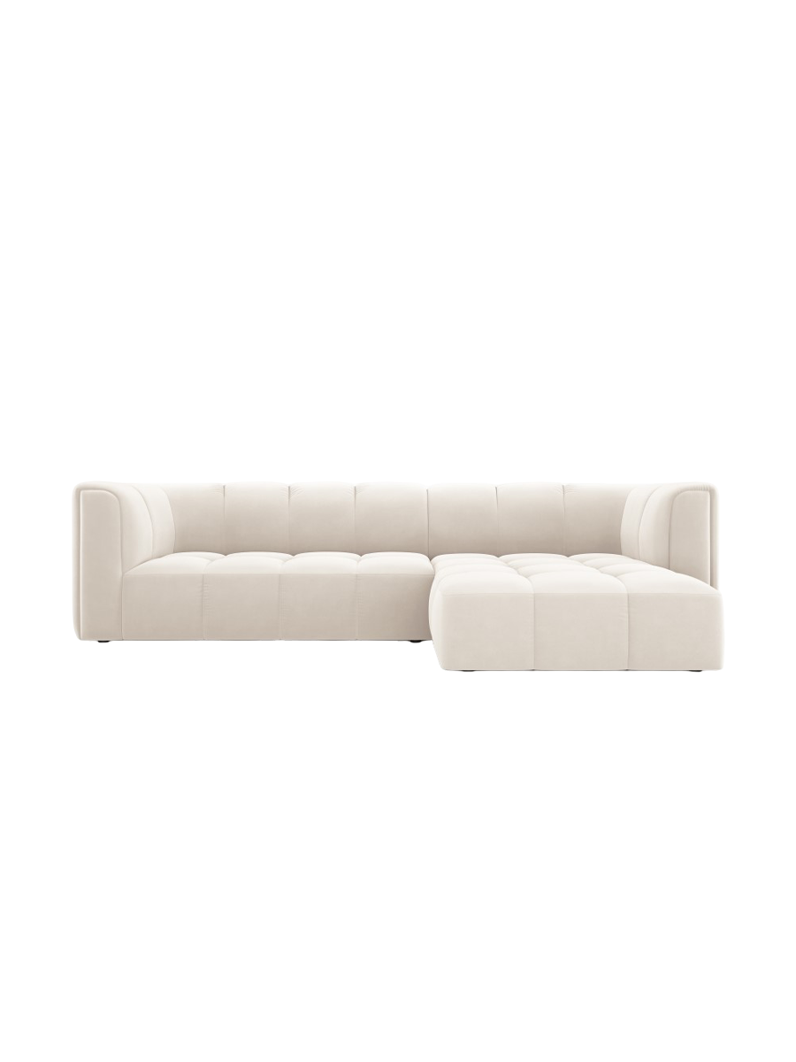 
3-Sitzer Design Ecksofa "Adams" - Samt Light Beige / Eckteil rechts