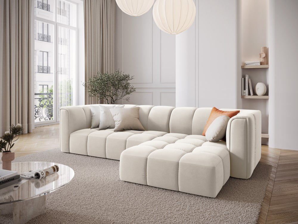 
3-Sitzer Design Ecksofa "Adams" - Samt Light Beige / Eckteil rechts
