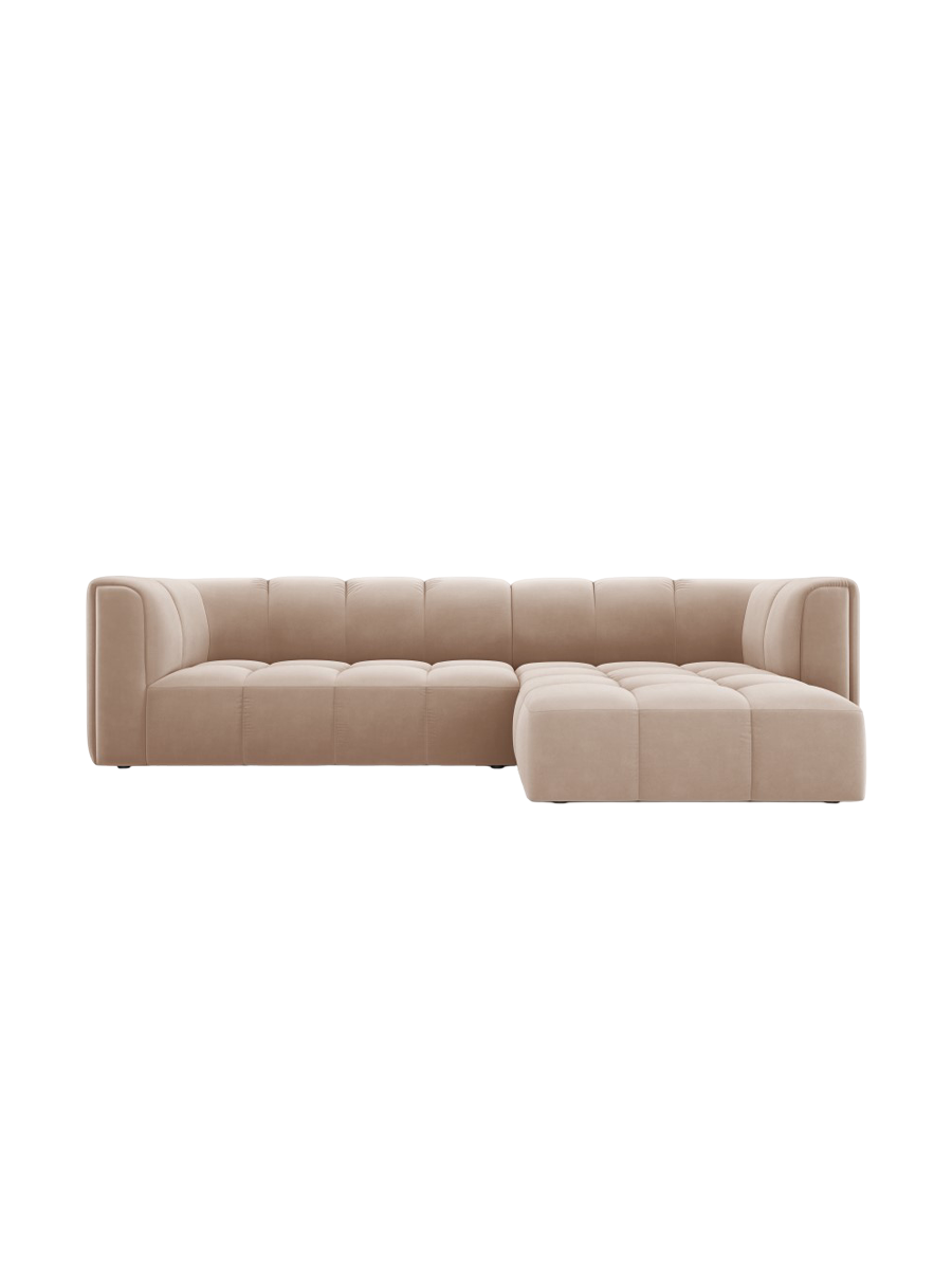 
3-Sitzer Design Ecksofa "Adams" - Samt  Beige / Eckteil rechts