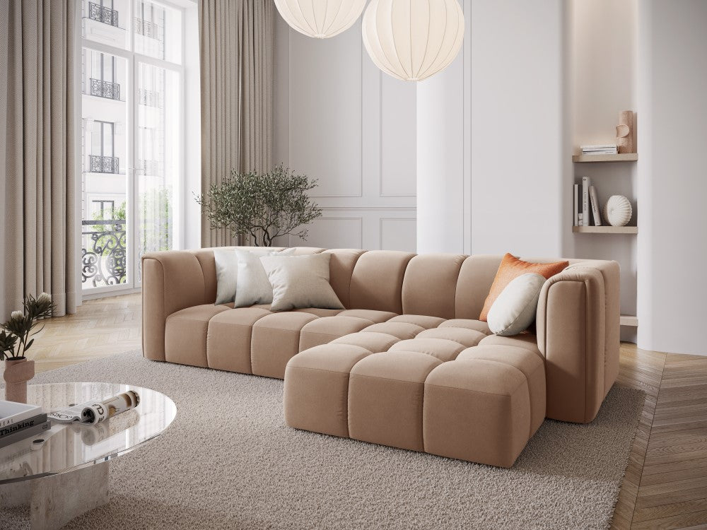 
3-Sitzer Design Ecksofa "Adams" - Samt  Beige / Eckteil rechts