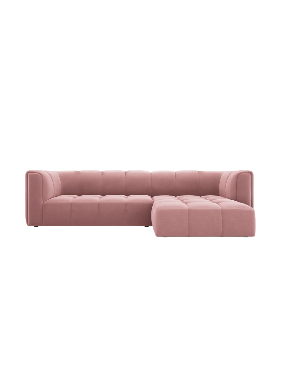 
3-Sitzer Design Ecksofa "Adams" - Samt  Rosa / Eckteil rechts