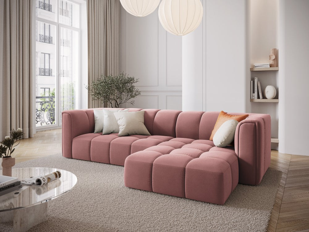 
3-Sitzer Design Ecksofa "Adams" - Samt  Rosa / Eckteil rechts