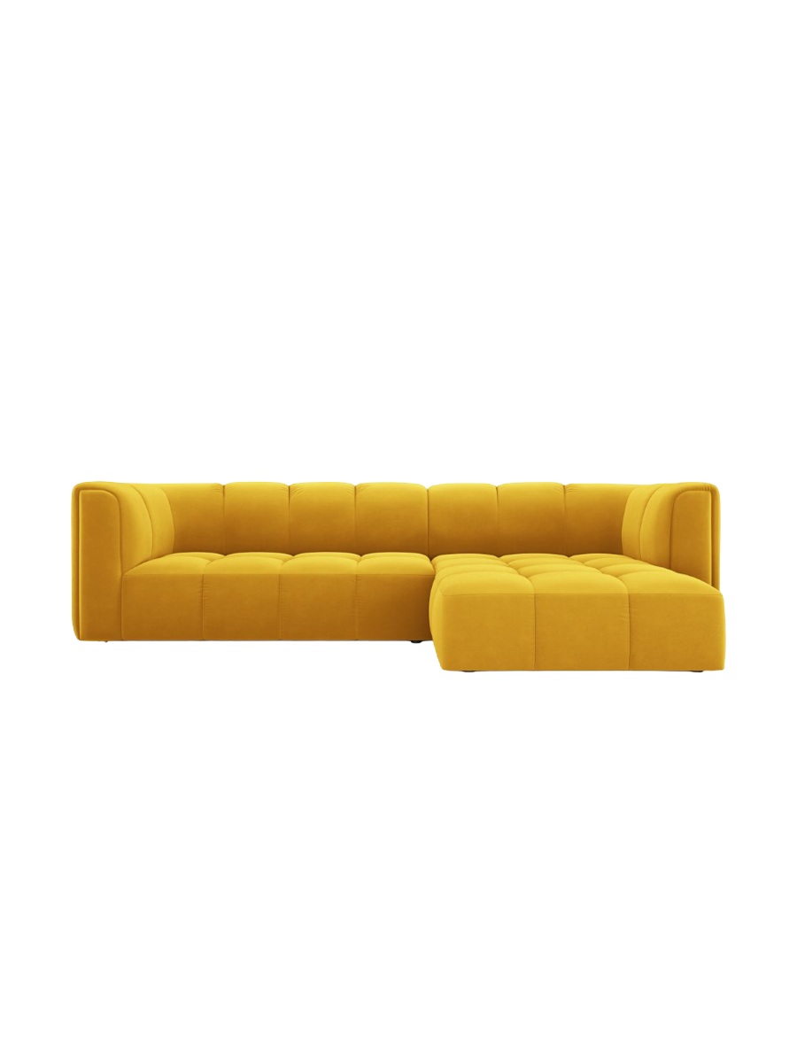 
3-Sitzer Design Ecksofa "Adams" - Samt Senfgelb / Eckteil rechts