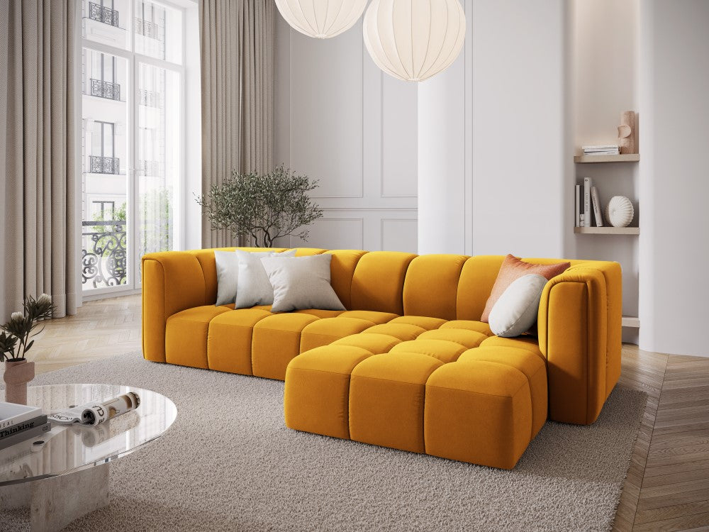 
3-Sitzer Design Ecksofa "Adams" - Samt Senfgelb / Eckteil rechts