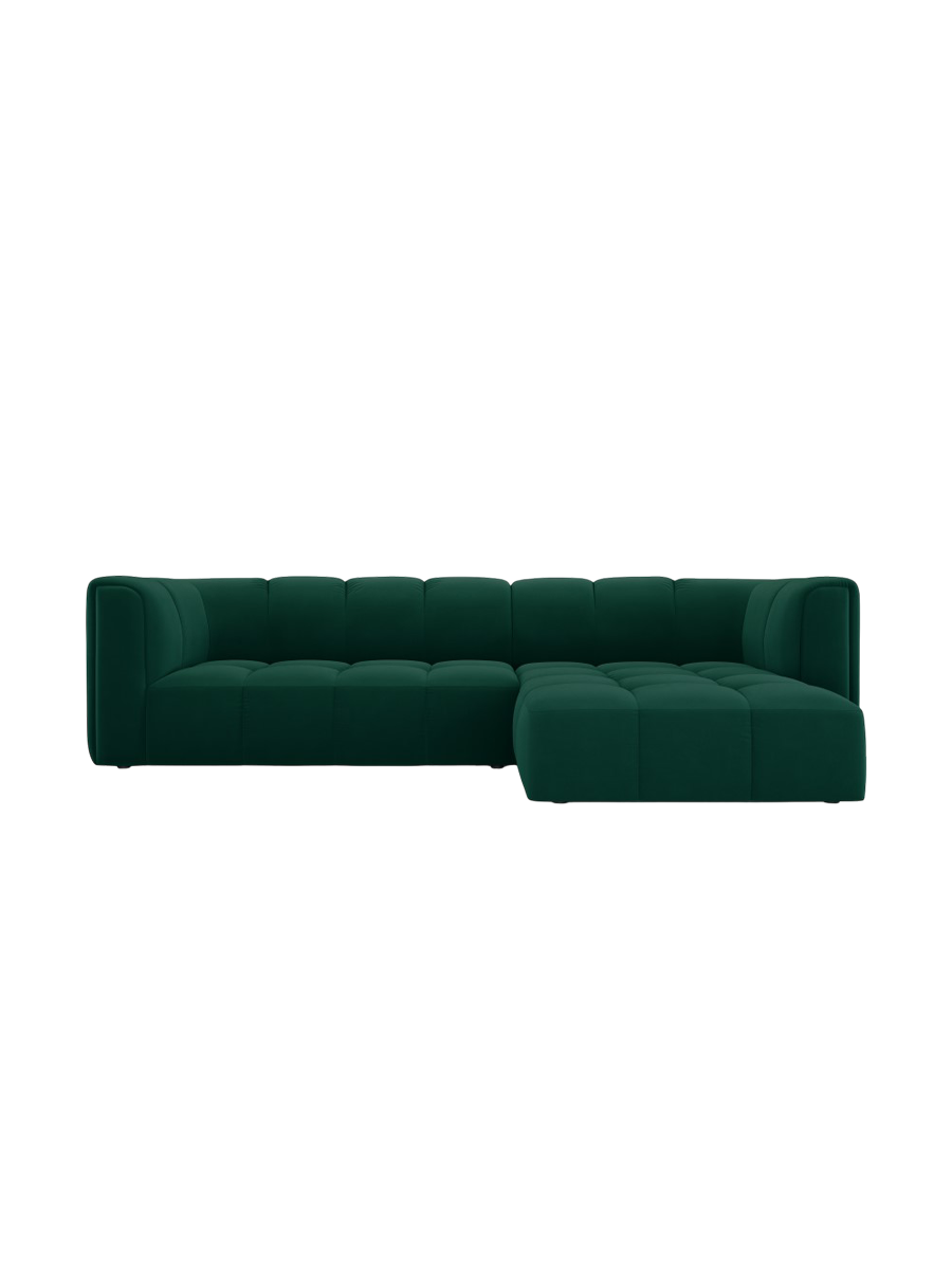 
3-Sitzer Design Ecksofa "Adams" - Samt Flaschengrün / Eckteil rechts