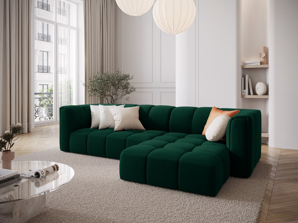 
3-Sitzer Design Ecksofa "Adams" - Samt Flaschengrün / Eckteil rechts