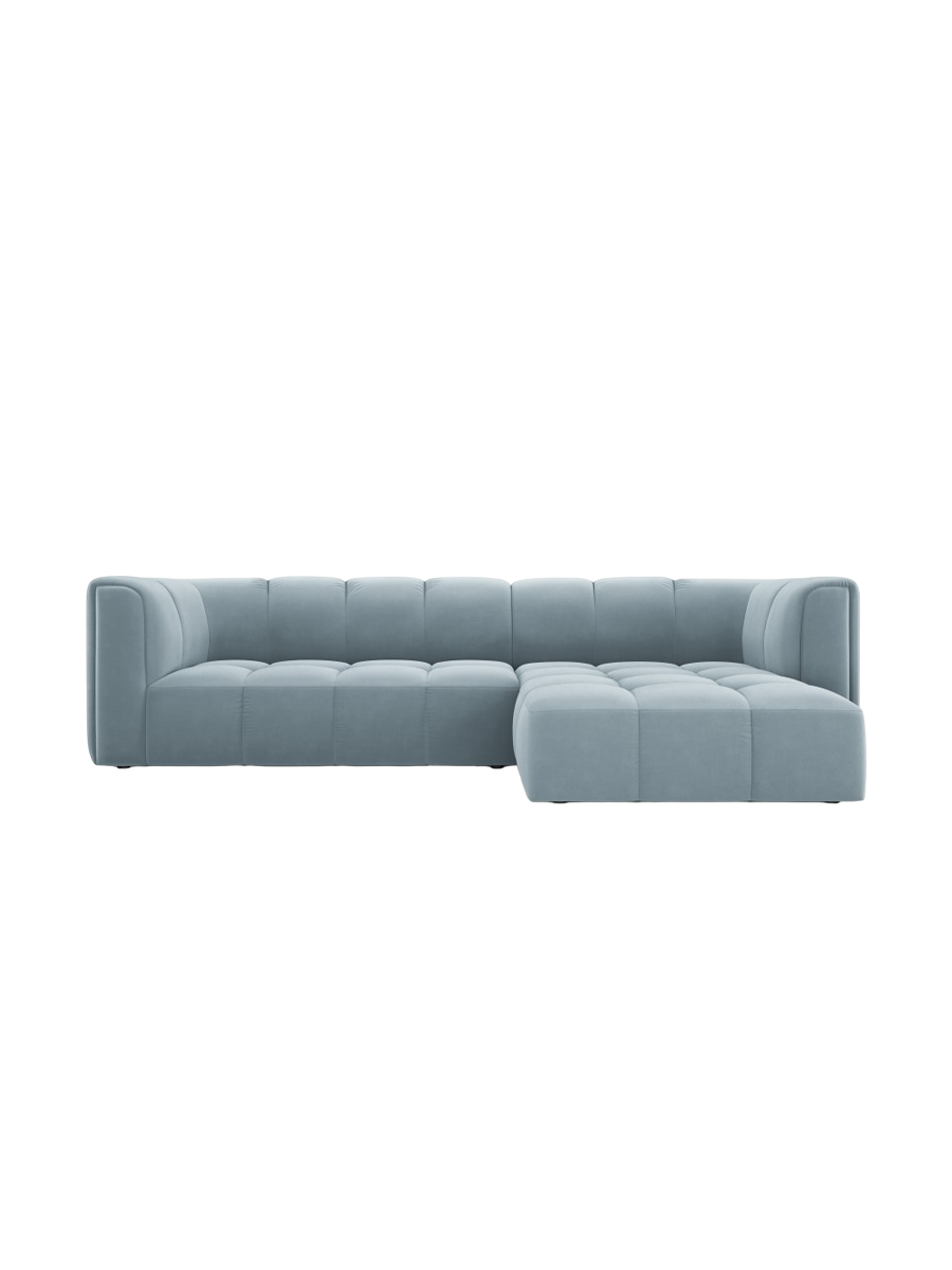 
3-Sitzer Design Ecksofa "Adams" - Samt Hellblau / Eckteil rechts