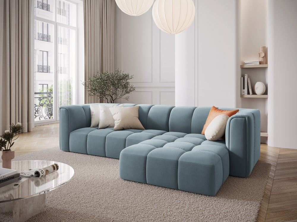 
3-Sitzer Design Ecksofa "Adams" - Samt Hellblau / Eckteil rechts