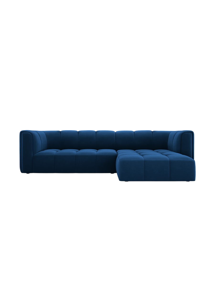 
3-Sitzer Design Ecksofa "Adams" - Samt Königsblau / Eckteil rechts
