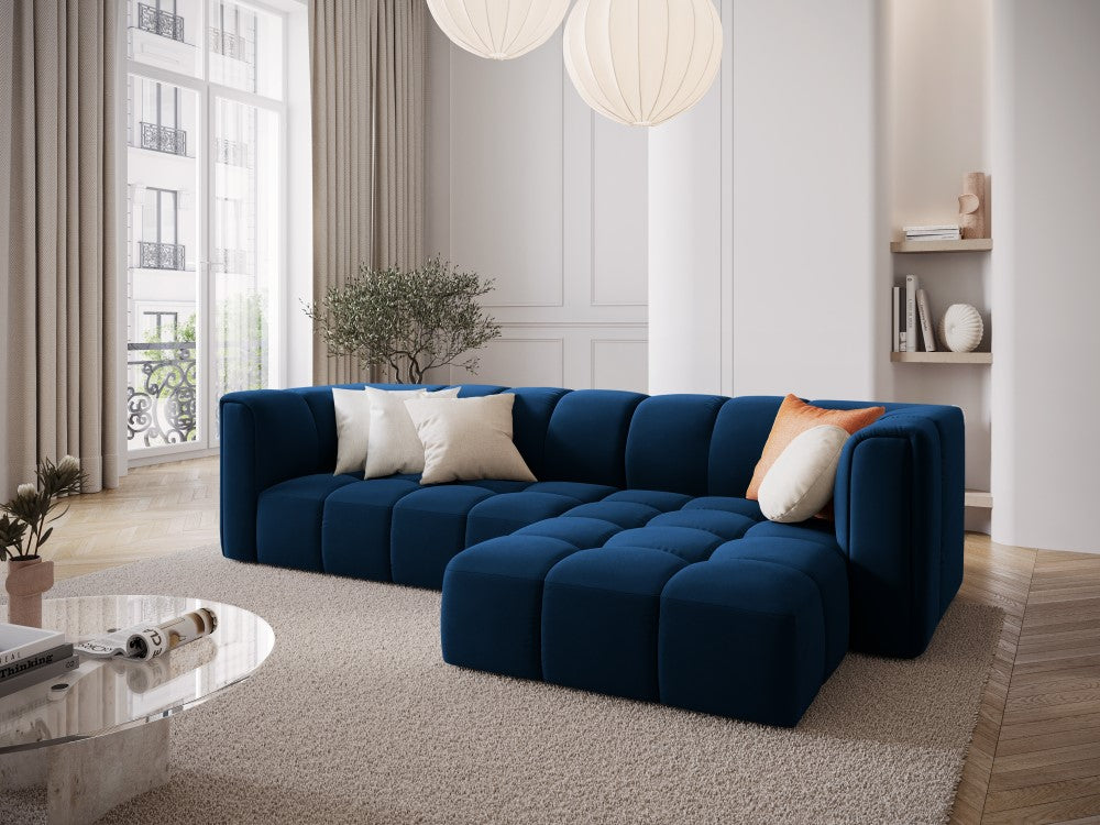 
3-Sitzer Design Ecksofa "Adams" - Samt Königsblau / Eckteil rechts