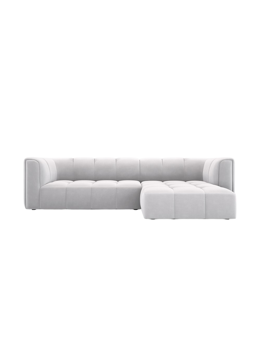 
3-Sitzer Design Ecksofa "Adams" - Samt Silver / Eckteil rechts