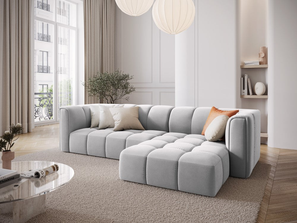 
3-Sitzer Design Ecksofa "Adams" - Samt Silver / Eckteil rechts
