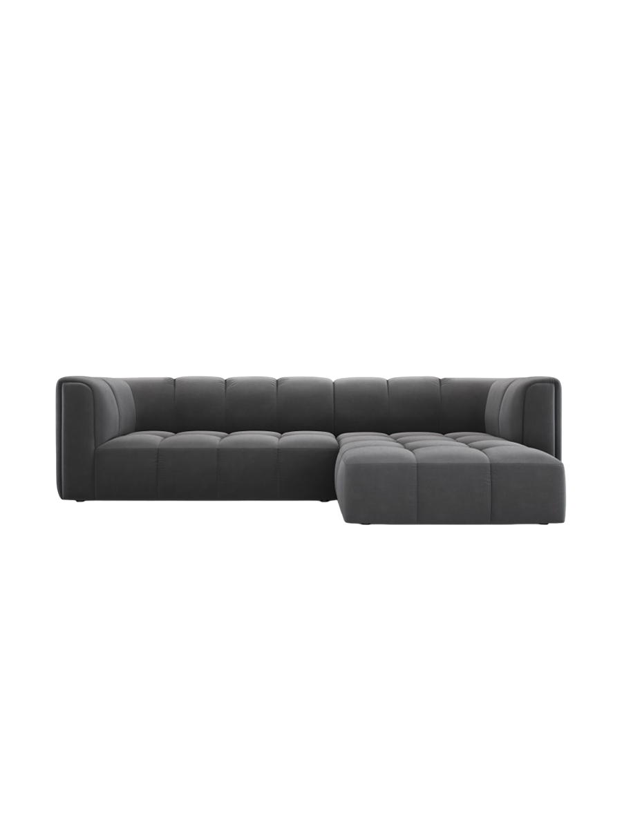 
3-Sitzer Design Ecksofa "Adams" - Samt Grau / Eckteil rechts