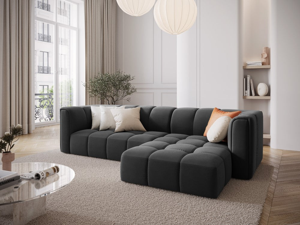 
3-Sitzer Design Ecksofa "Adams" - Samt Grau / Eckteil rechts