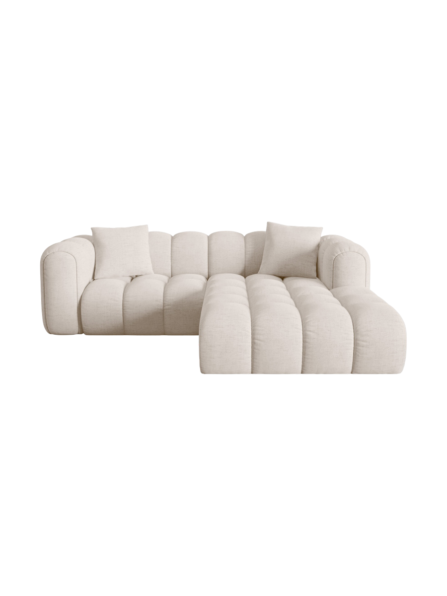 
3-seater designer corner sofa "Arden" - Structured Fabric Beige / Right-hand corner section