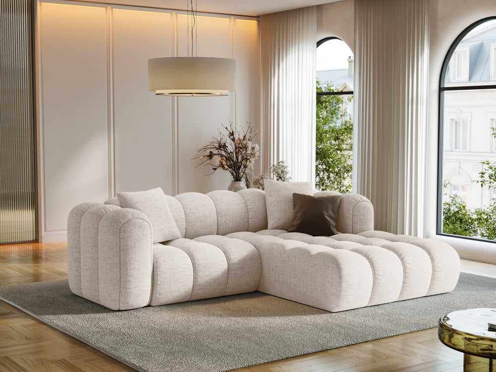 
3-seater designer corner sofa "Arden" - Structured Fabric Beige / Right-hand corner section