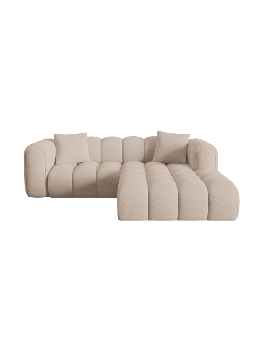 
3-seater designer corner sofa "Arden" - Structured fabric Cappuccino / Right-hand corner section