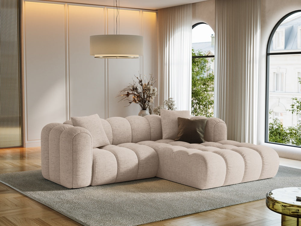 
3-seater designer corner sofa "Arden" - Structured fabric Cappuccino / Right-hand corner section