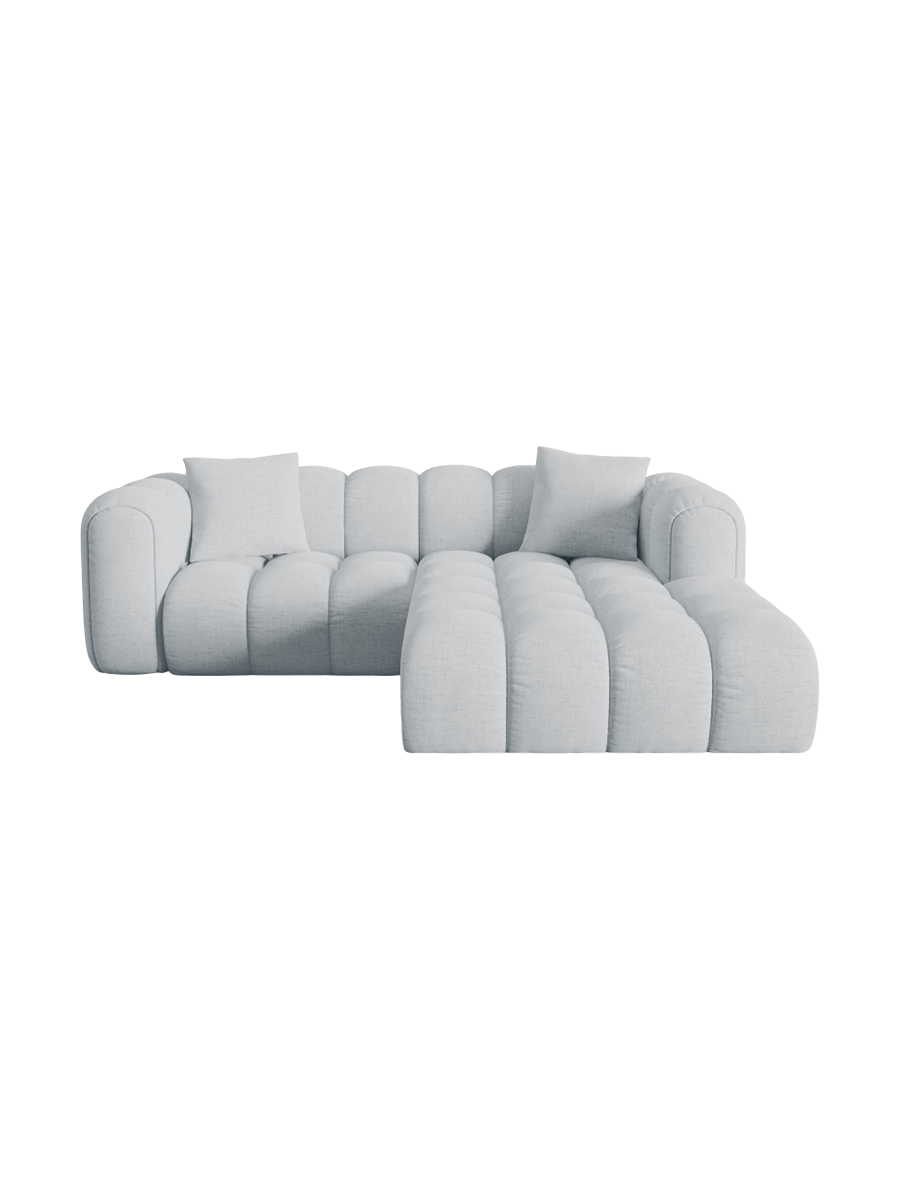 
3-seater designer corner sofa "Arden" - Structural Fabric Light Grey / Right-hand corner section