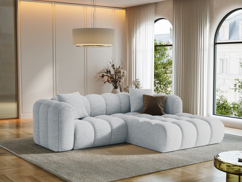 
3-seater designer corner sofa "Arden" - Structural Fabric Light Grey / Right-hand corner section