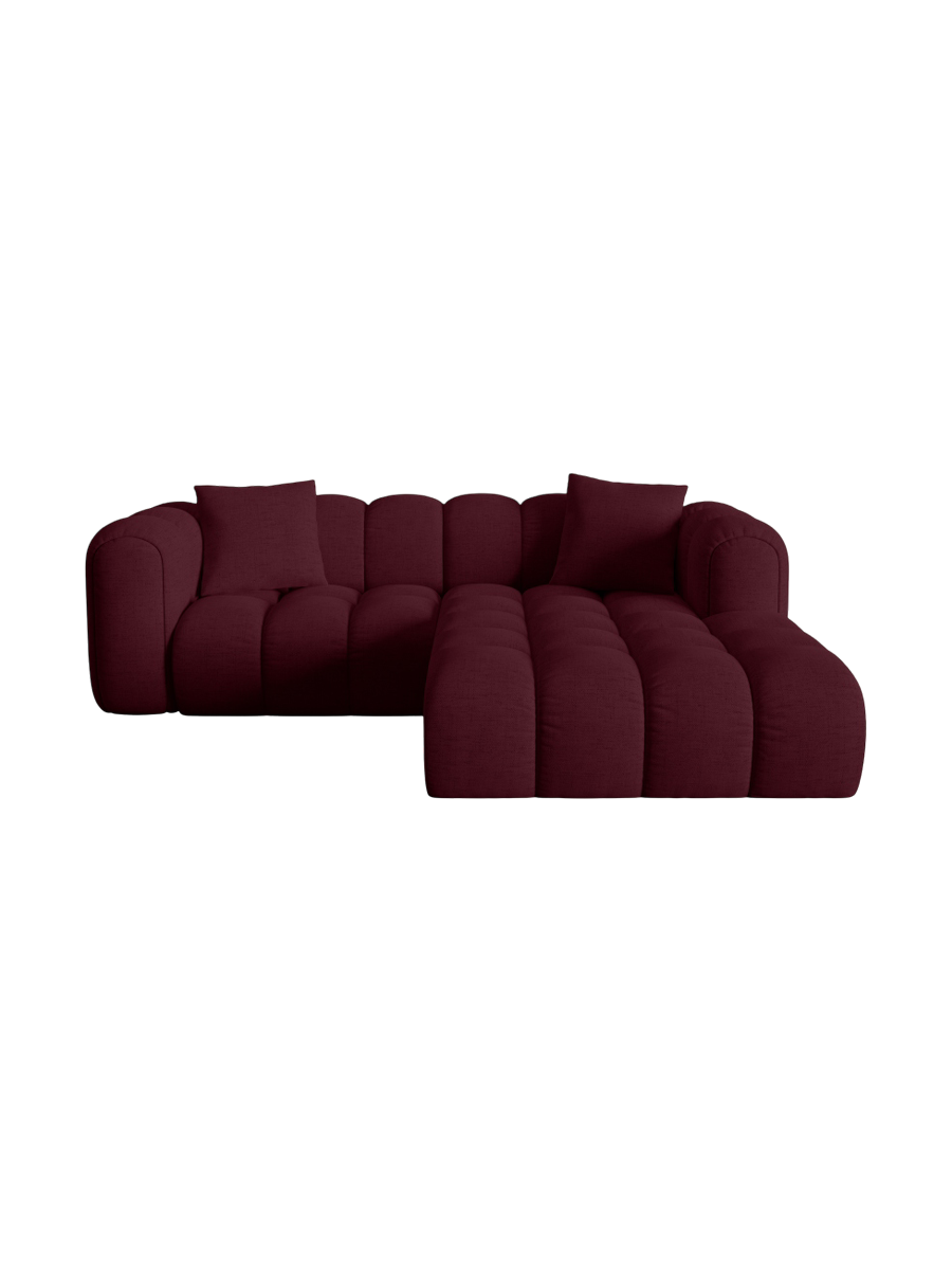 
3-seater designer corner sofa "Arden" - Structured Fabric Bordeaux / Right-hand corner section