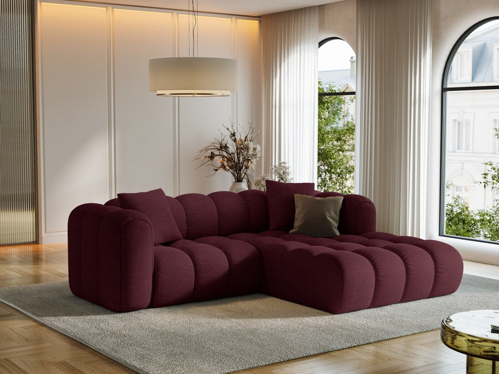 
3-seater designer corner sofa "Arden" - Structured Fabric Bordeaux / Right-hand corner section