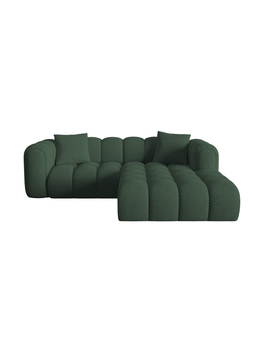 
3-seater designer corner sofa "Arden" - Textured Fabric Green / Right-hand corner section