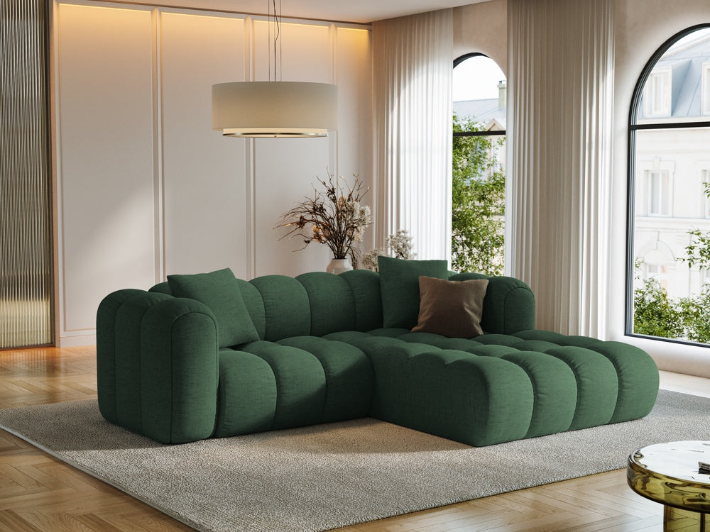 
3-seater designer corner sofa "Arden" - Textured Fabric Green / Right-hand corner section