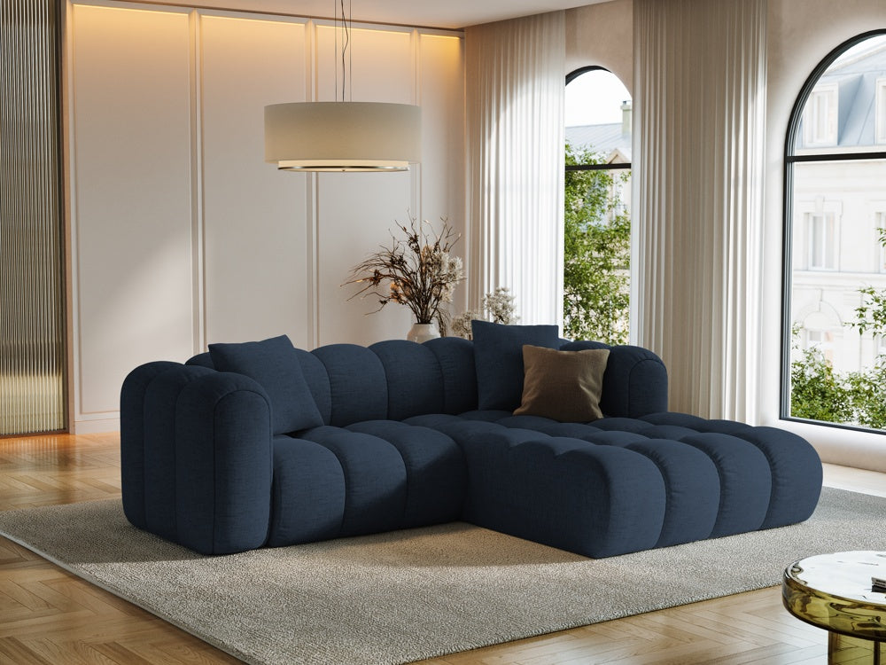 
3-seater designer corner sofa "Arden" - Structured Fabric Dark Blue / Right-hand corner section