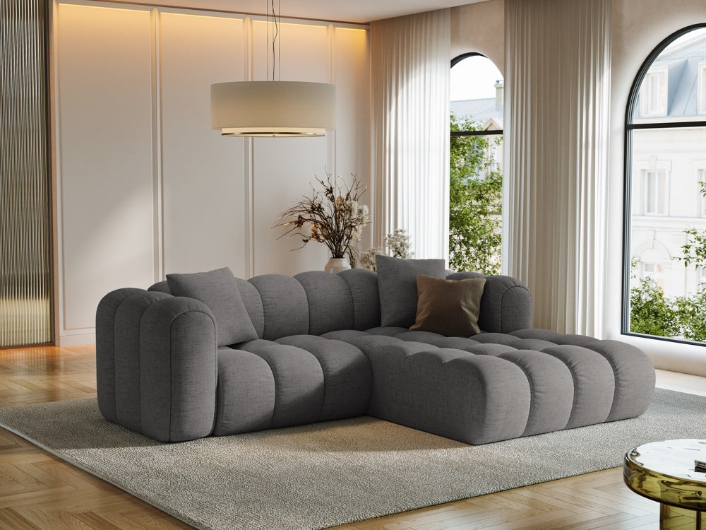 
3-seater designer corner sofa "Arden" - Textured Fabric Grey / Right-hand corner section